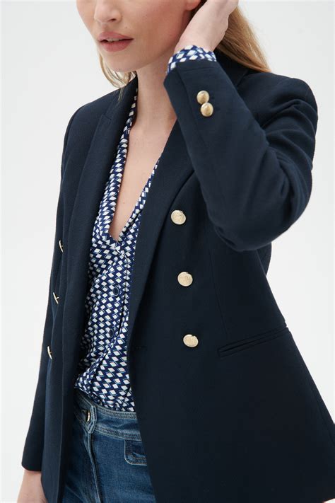 Blazer Maina Double Boutonnage Bleu Marine Femme Caroll