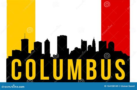 Columbus City Skyline and Landmarks Silhouette, Black and White Design ...