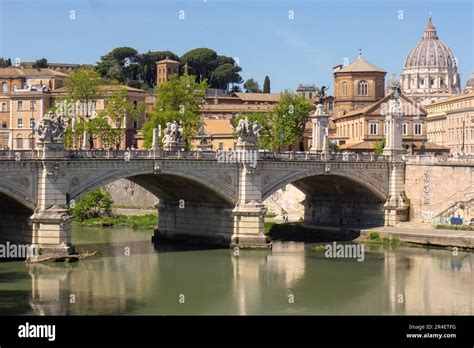 Ponte Vittorio Emanuele II bridge, crossing the Tiber river to Vatican ...