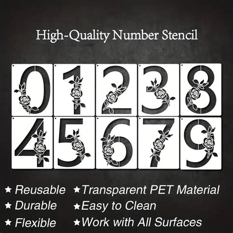 Rose Number Stencils Set 0 9 Plastic Address Number Stencil Temu