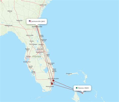 All Flight Routes From Nassau To Jacksonville Nas To Jax Flight Routes