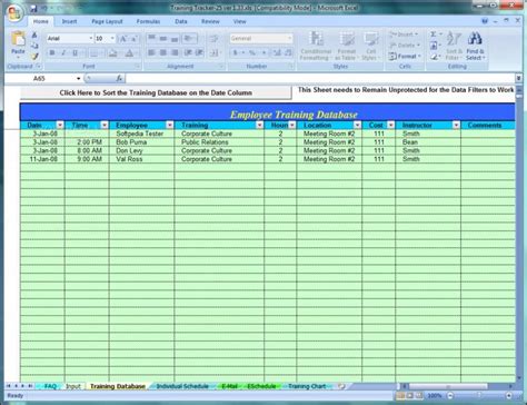 Employee Training Spreadsheet Spreadsheet Downloa employee training ...