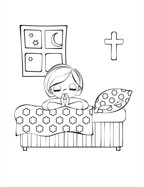 Kids Praying Clip Art Black And White