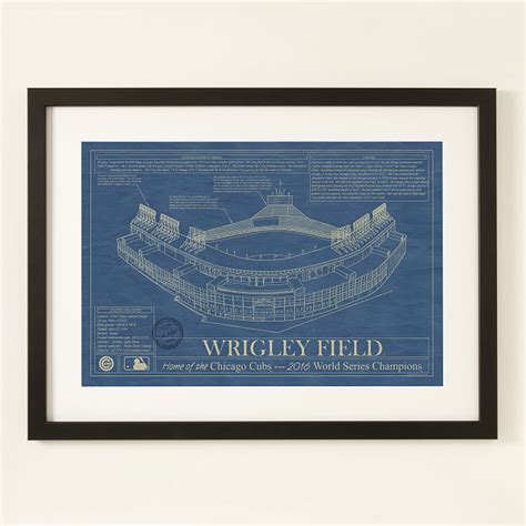 Large Mlb Stadium Blueprints Baseball Wall Art Fenway Park Wrigley