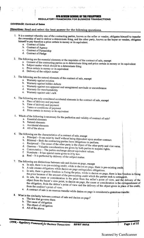 Exam Questions Law On Obligation And Contracts Studocu