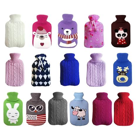 2000ml Hot Water Bottle Knitted Flannel Bags Cover Super Soft Winter