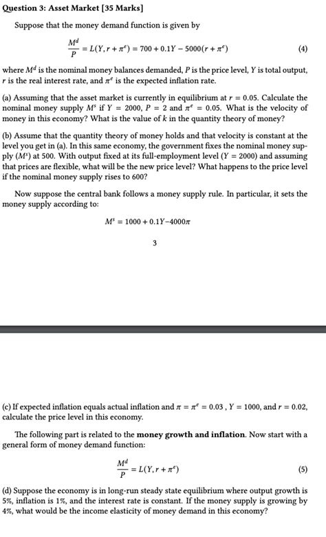 Suppose That The Money Demand Function Is Given By Chegg