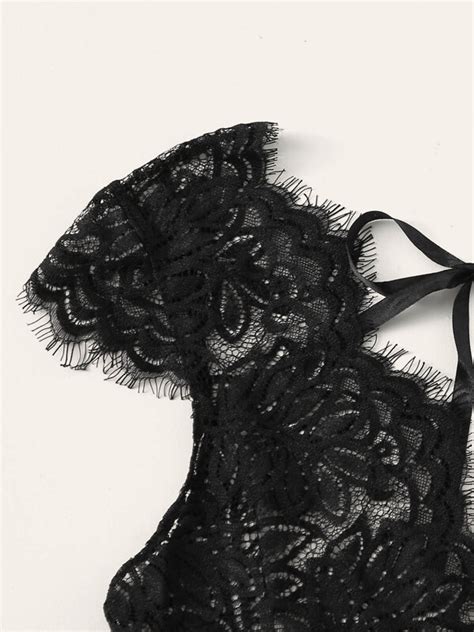 Eyelash Floral Lace Teddy Bodysuit Shein Usa