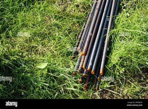 reinforcement bars  construction site stock photo alamy