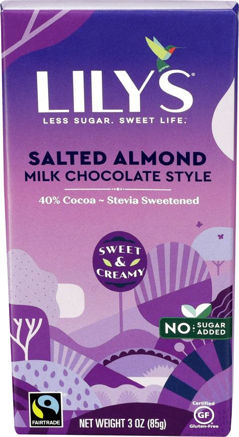 Lily S Salted Almond Milk Chocolate Style No Sugar Added Sweets Bar 3 Oz