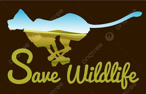 Save Wildlife Theme With Tiger Running Exotic Clip Art Natural Vector