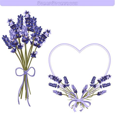 Lavender Flower Frame And Clipart 300 Dpi Png Printable Etsy