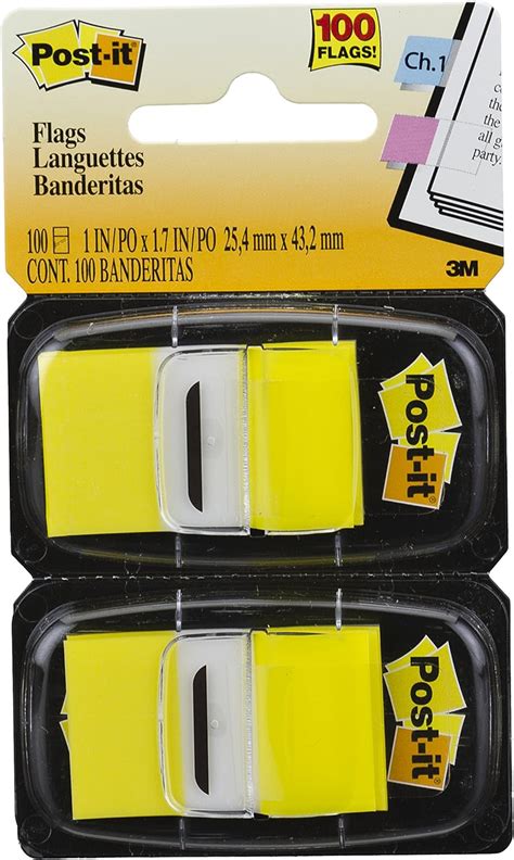 Post It Banderas Estándar Para Páginas En Dispensador Amarillo 100