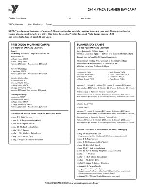 Fillable Online Metroymca Summer Day Camp Registration Form Pdf