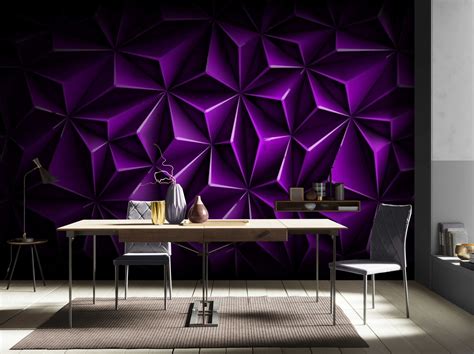 Luxury Abstract Purple Wallpaper Modern Geometric 3D Wall Mural ...