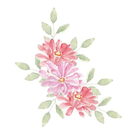 Cute Pink Daisies Watercolor Flower Arrangement Wedding Floral