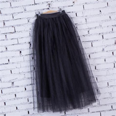 Folobe Black Vintage Puffy Tutu Skirts Maxi Long Base Skirt Tulle