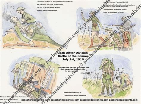 36TH ULSTER DIVISION VC'S 1ST JULY 1916 | Passchendaeleprints.com