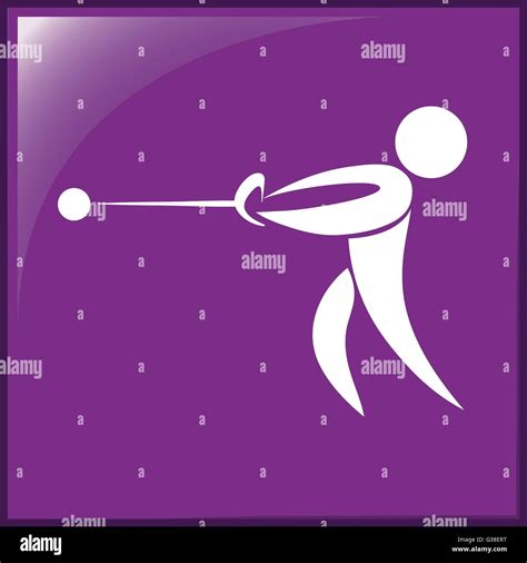 Sport Icon Design For Hammer Throwing On Purple Background Illustration