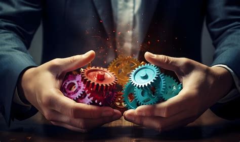 Premium Photo Business People Holding Gears And Teamwork Concept