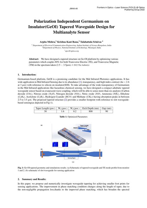 Pdf Polarization Independent Germanium On Insulator Geoi Tapered