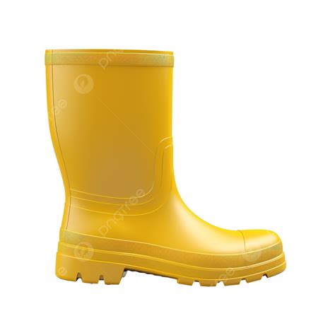 Single Rubber Yellow Gardening Boots Png Ai Generative Rubber Boots