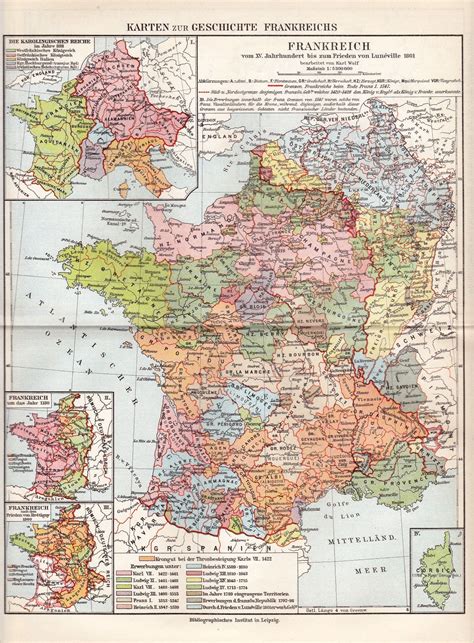 1925 Historical Map Of France From The 15th Century Until The Etsy