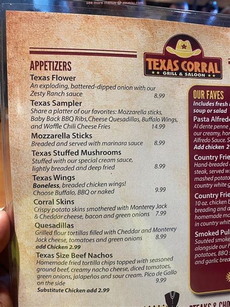 Online Menu of Texas Corral Restaurant, Stevensville, Michigan, 49127 - Zmenu