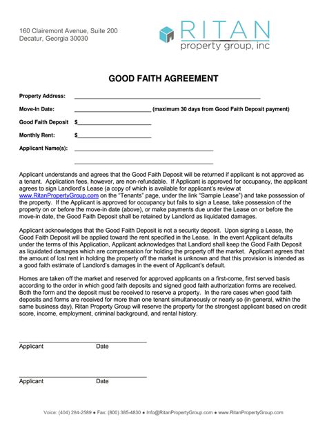 Good Faith Agreement Templates 6 Free Word Excel And Pdf Formats