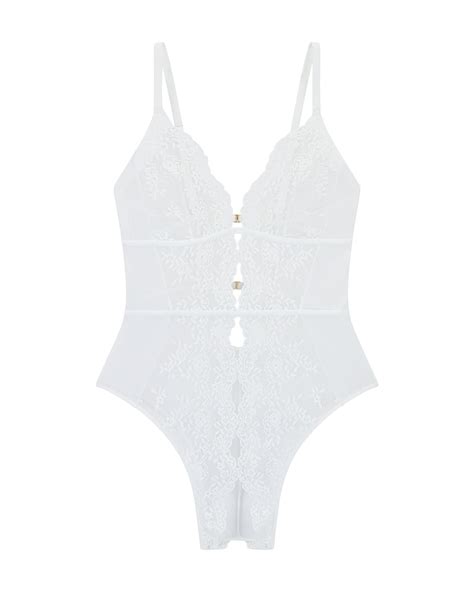 Rosie White Crotchless Bodysuit M Xl Adore Me