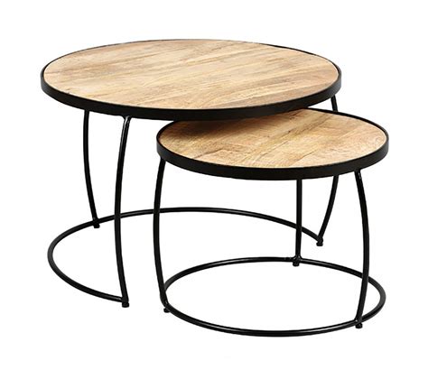 Lot De Tables Basses Gigognes M Tal Et Bois Gizem Table Basse But