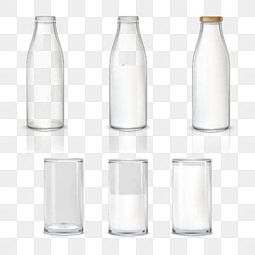 Milk Glass Bottle Vector Art PNG Set Of Vector Illustrations Of Glass