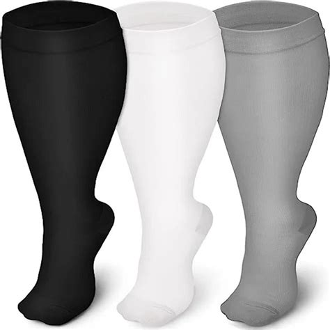 2xl 7xl Solid Color Plus Size Compression Socks 3 Pairs Plusock