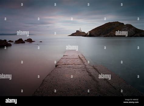 Mumbles Beach and Lighthouse Stock Photo - Alamy