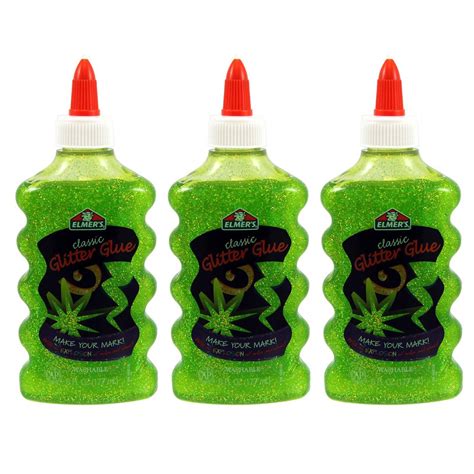 Elmer S Liquid Glitter Glue Washable Green 6 Ounces 3 Count