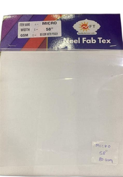 Plain Solids 80 GSM White Micro Polyester Fabric At Rs 70 Meter In