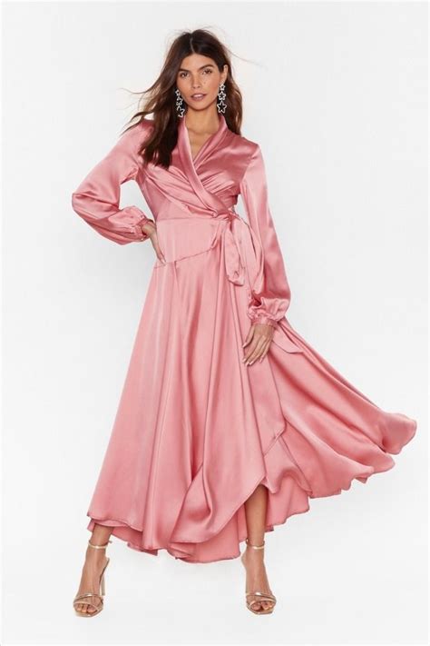 Wunderschönes Satin Long Sleeve Bridesmaid Dress Silk Dress Long