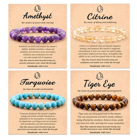 Healing Crystal Stone Beaded Bracelets For Women And Men Natural