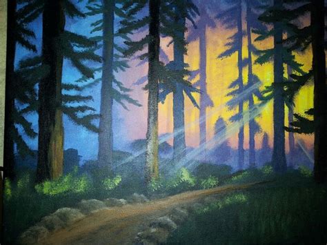 Forest sunrise | Sunrise, Painting, Art