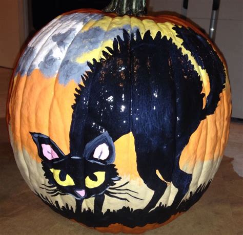 Black cat pumpkin | Pumpkin halloween decorations, Creative pumpkin ...