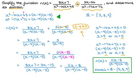 Question Video Simplifying The Sum Of Two Rational Functions And