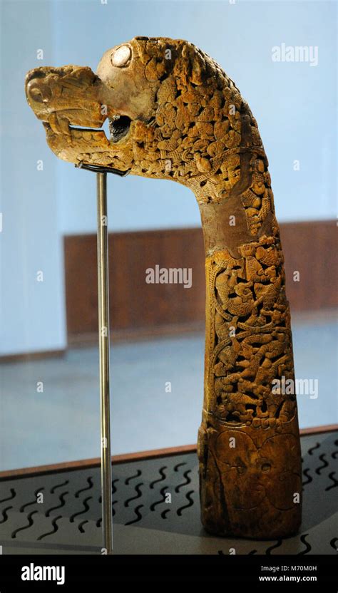 Animal Head Post Carved In Wood Found In The Tomb Of The Boat Of