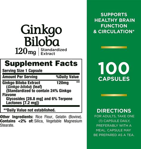 Las P Ldoras Y Suplementos De Hierbas Ginkgo Biloba De Natures Bounty G