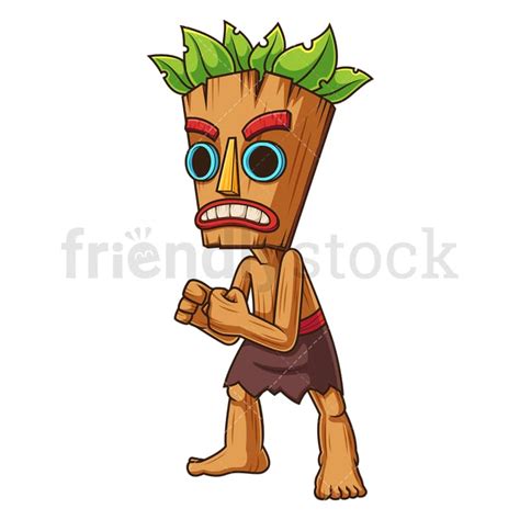 Angry Tiki Character Cartoon Clipart Vector Friendlystock