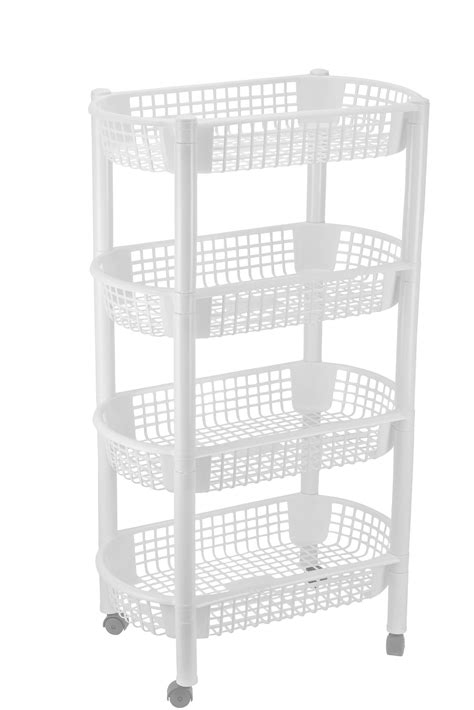 Buy Decorrack Kitchen Storage Rack 4 Tier Wheeled Plastic Wicker Mesh