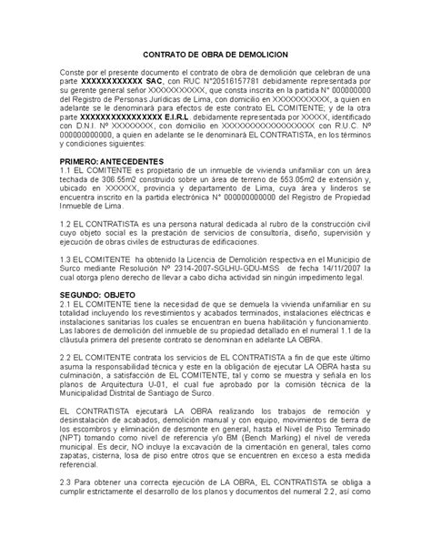 004 Contrato DE OBRA DE Demolicion - CONTRATO DE OBRA DE DEMOLICION