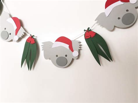 Koala Christmas Garland Koala And Gum Leaf Xmas Banner Photo Prop Australian Christmas Decor