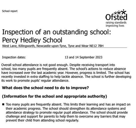 Attendance Percy Hedley School