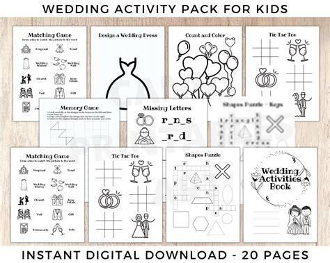 Kids Wedding Games Kids Activity Book for Wedding Activity Pack Kids ...