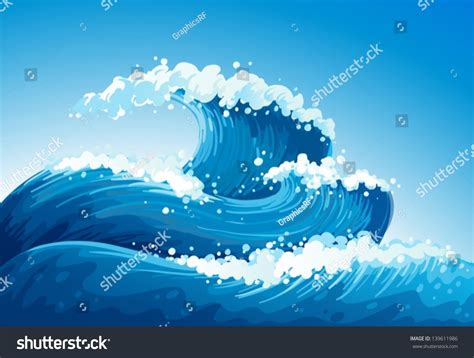 Illustration Sea Giant Waves Stock Vector Royalty Free